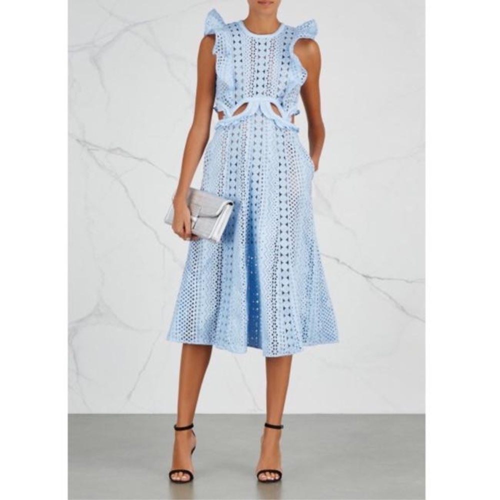 Self-Portrait Guipure Lace/ Cotton Dress | size 2